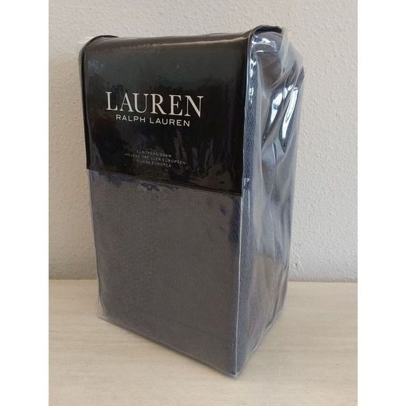 Ralph Lauren WOVEN STRIPE Dark Blue Cotton Linen European Euro Pillow Sham - Picture 3 of 8